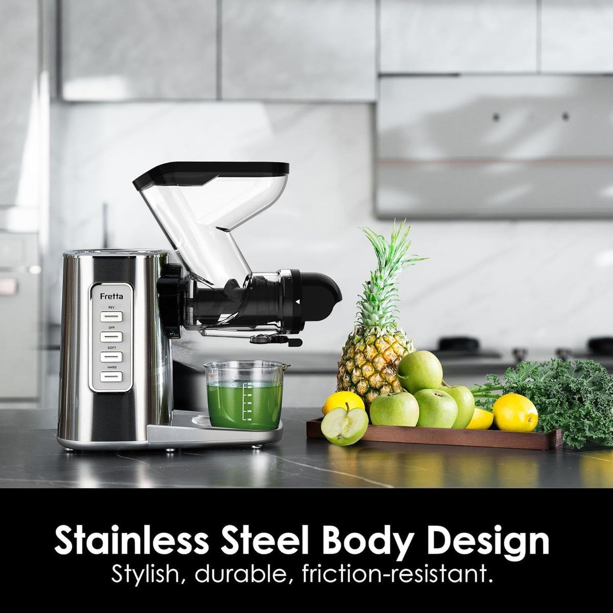 Fretta Edge Max F3500 Slow Juicer, Kaltpress-Entsafter (200W, 3